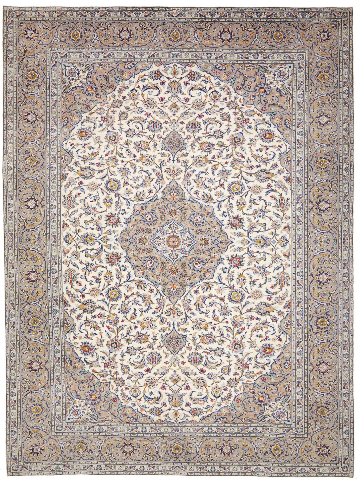 Perserteppich Kashan 301 x 404 cm Schurwolle handgeknüpft - strapazierfähig
