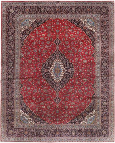 Perserteppich Kashan 401 x 494 cm Schurwolle handgeknüpft langlebig