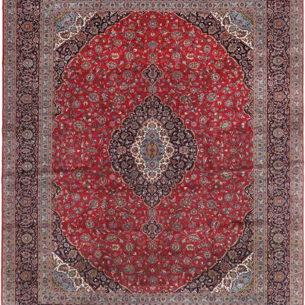 Perserteppich Kashan 401 x 494 cm Schurwolle handgeknüpft langlebig