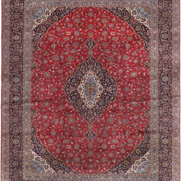 Perserteppich Kashan 401 x 494 cm Schurwolle handgeknüpft langlebig