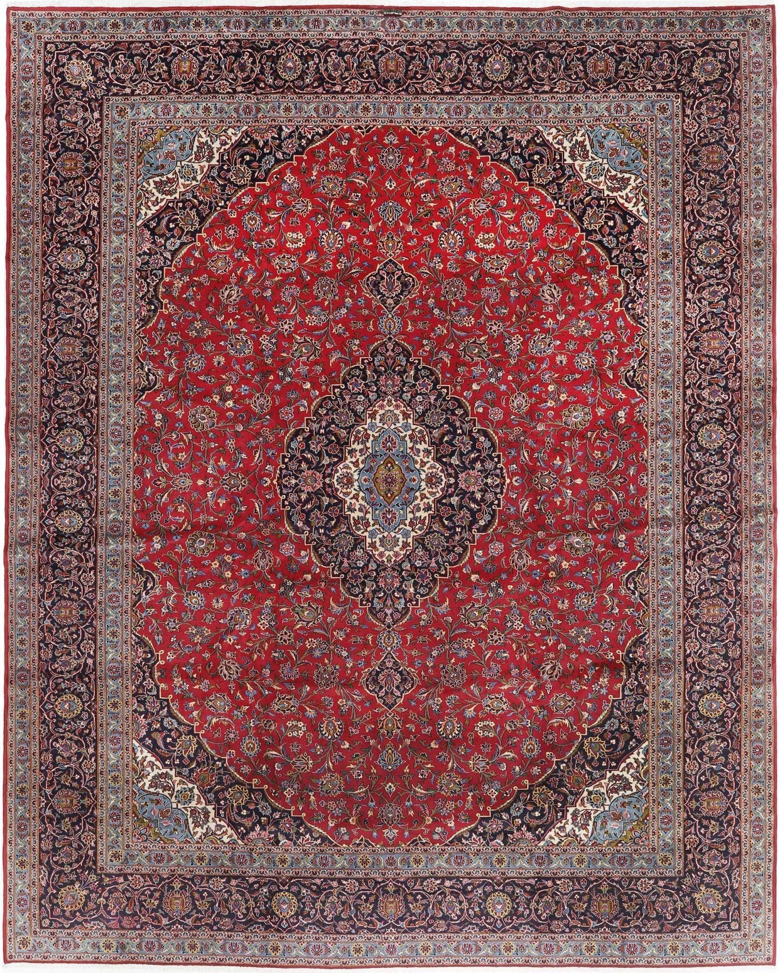 Perserteppich Kashan 401 x 494 cm Schurwolle handgeknüpft langlebig