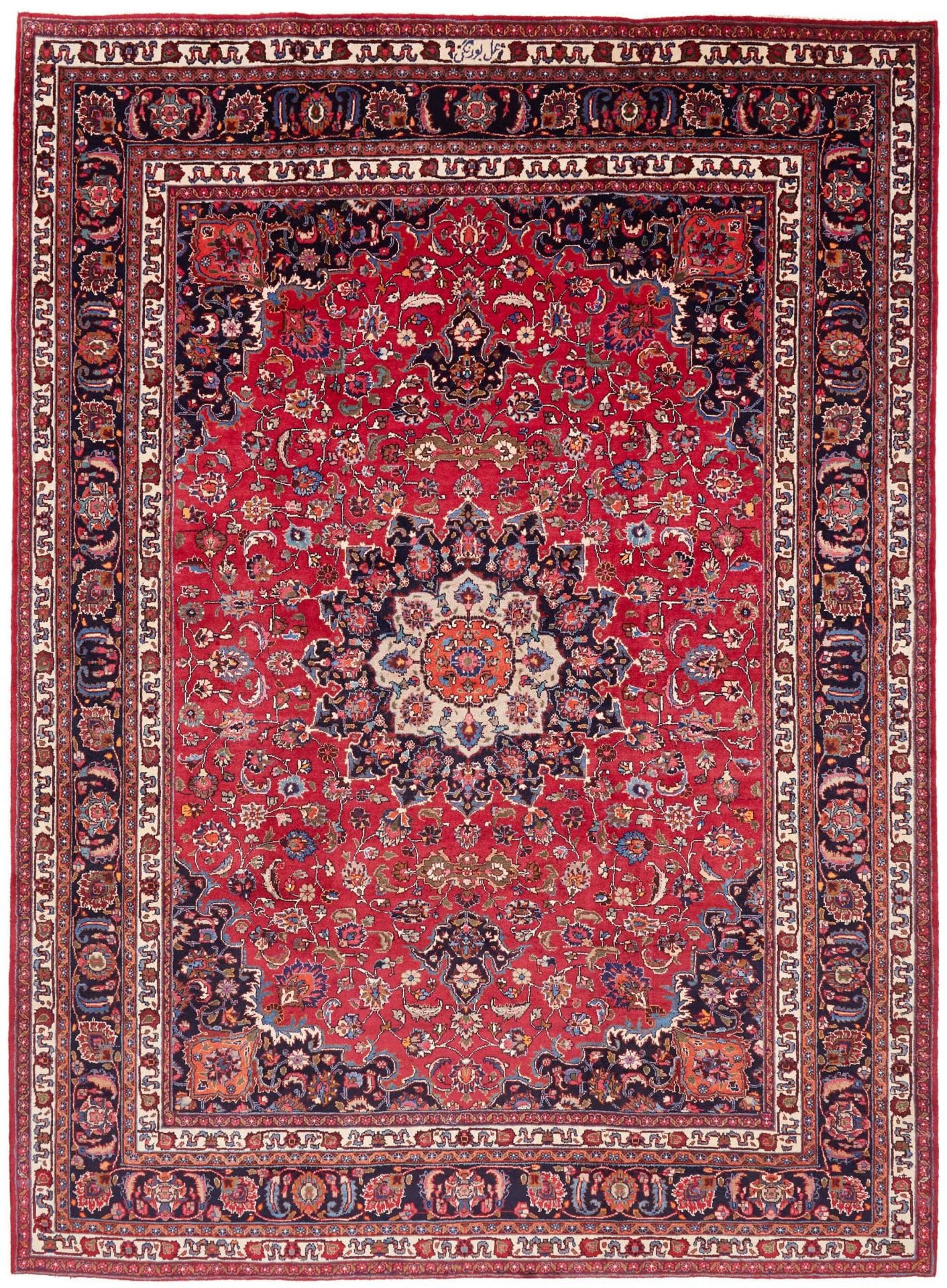 Perserteppich Mashad 249 x 339 cm Schurwolle handgeknüpft floral