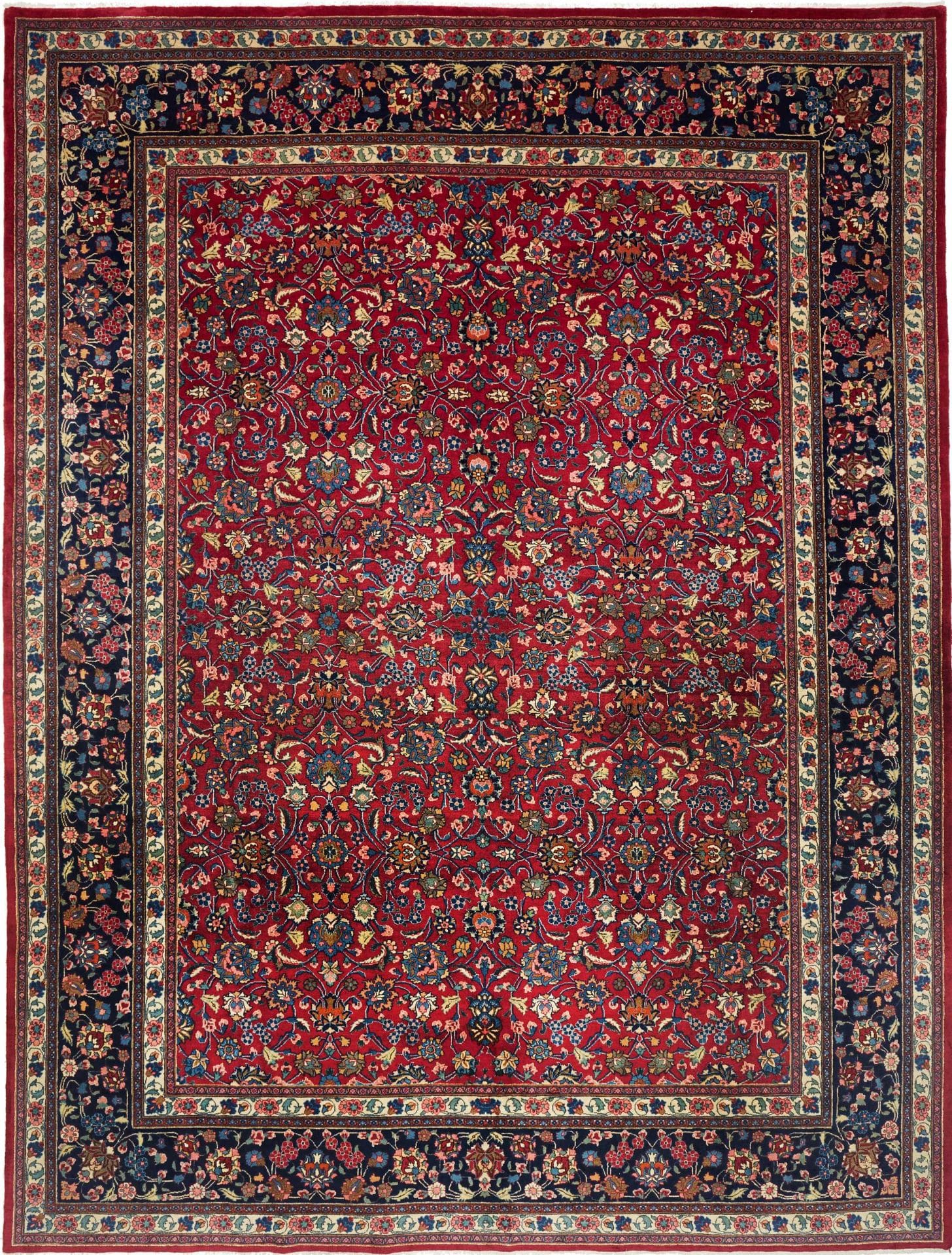 Perserteppich Mashad 305 x 394 cm Schurwolle handgeknüpft blumig H1