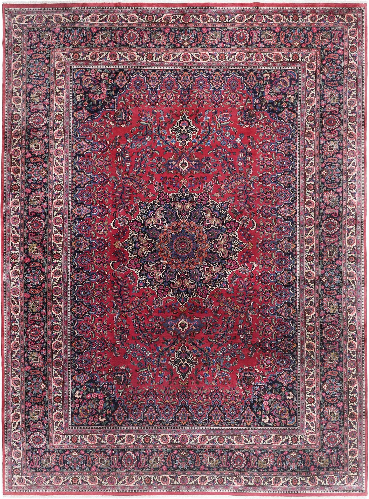 Perserteppich Mashad 361 x 487 cm Schurwolle handgeknüpft floral