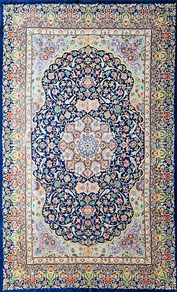 Exklusiver Handgeknüpfter Isfahan Perserteppich 200 x 140 cm Seide auf Seide Unikat Zeitlose Meisterknüpfung 1 Mio. Knoten/Qm H1