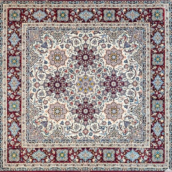 Exklusiver Handgeknüpfter Isfahan 300 x 300 cm Korkwolle & Seide auf Seide 900000 Knoten Knoten/Qm Unikat Zeitlos Meisterknüpfung H1