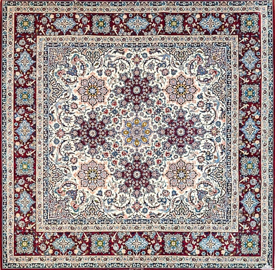 Exklusiver Handgeknüpfter Isfahan 300 x 300 cm Korkwolle & Seide auf Seide 900000 Knoten Knoten/Qm Unikat Zeitlos Meisterknüpfung H1